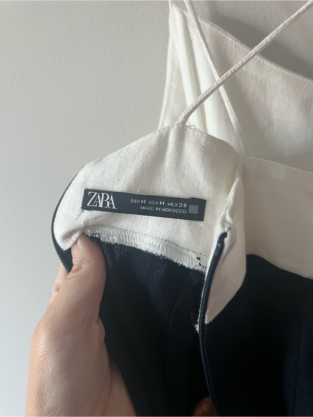 Zara Colorblock Linen Blend Midi Dress Black White Slip Cocktail Dress Size M - Picture 7 of 8